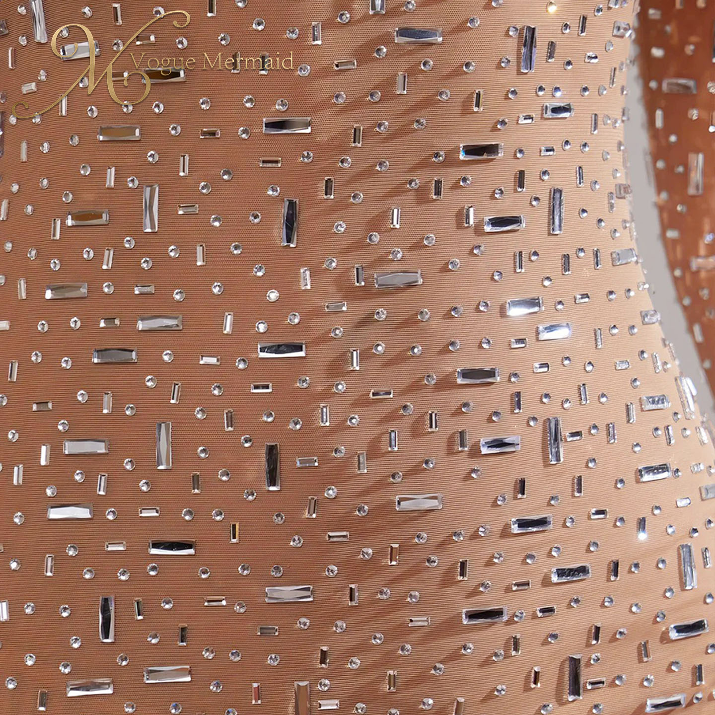high quality nude rhinestone dress