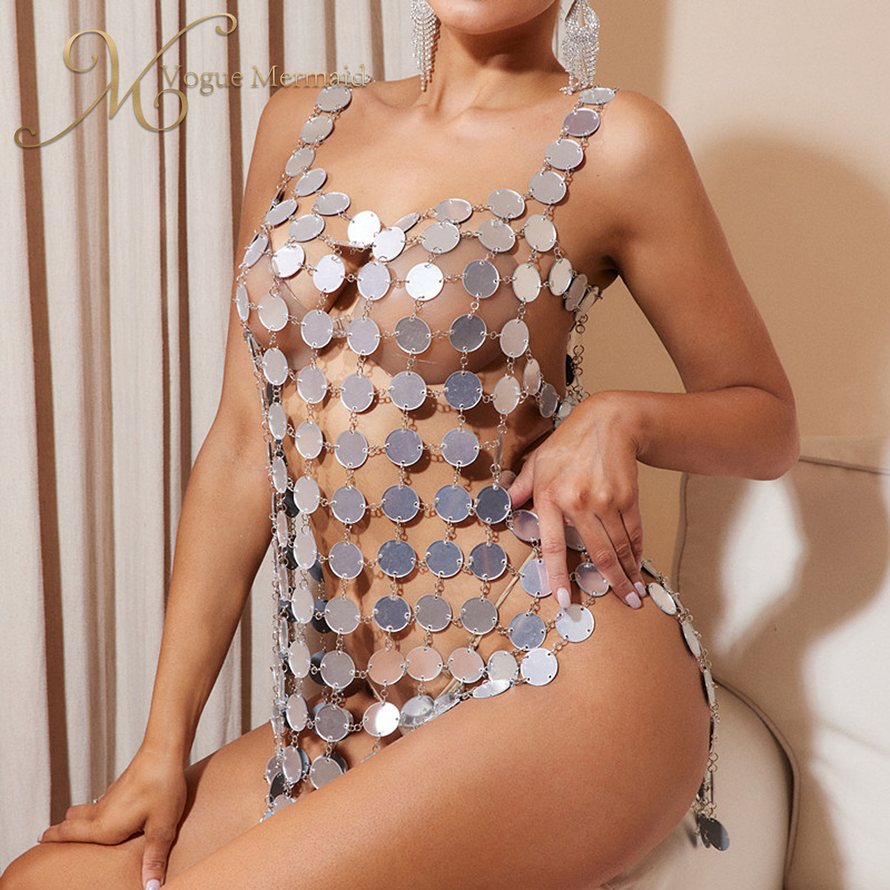 sexy silver sequin dress