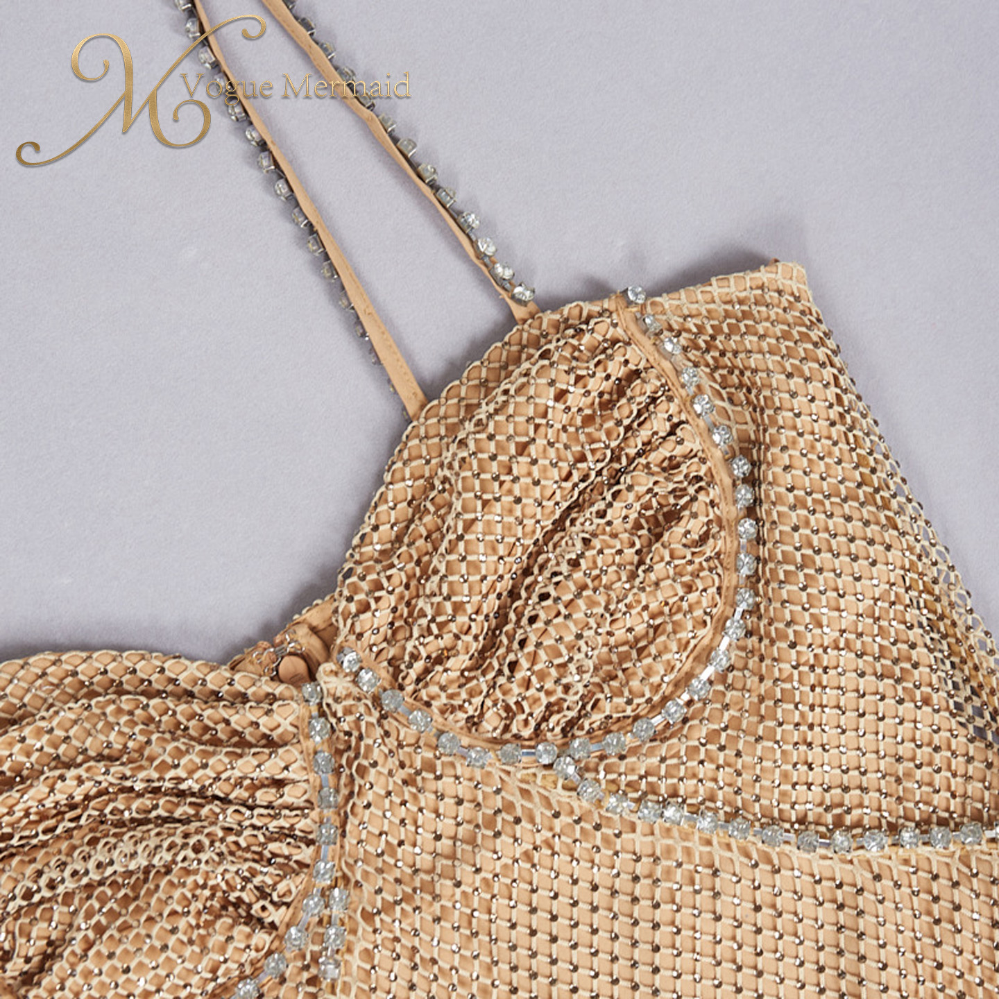 gold rhinestone see through dress