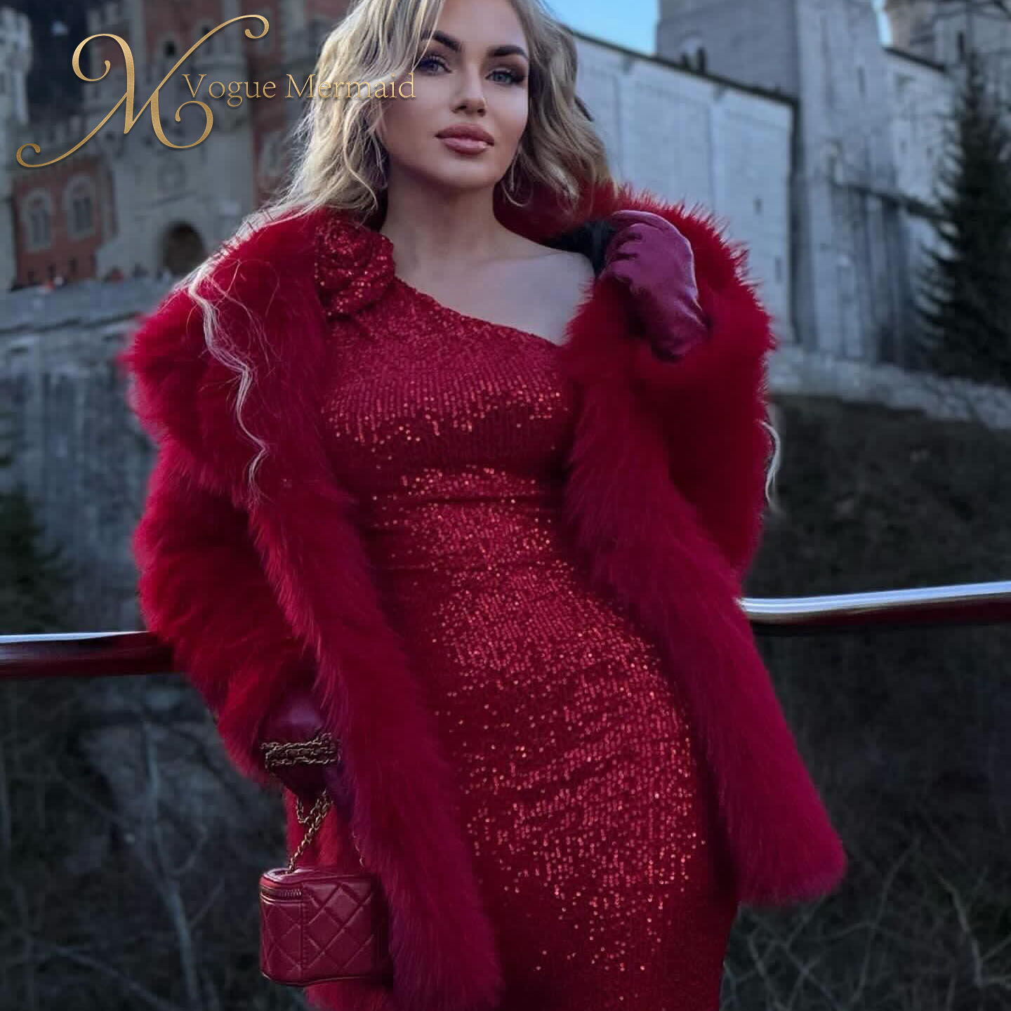 red sequin prom dress for evening