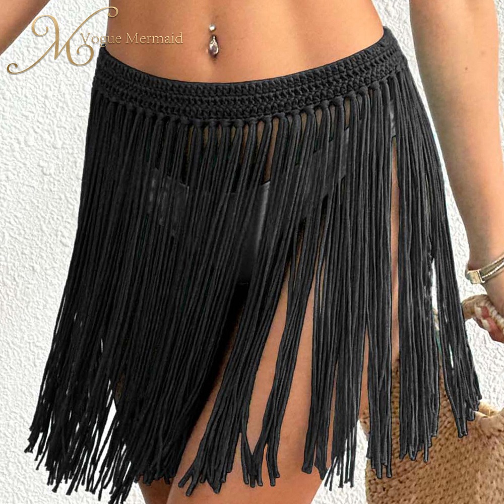 black crochet tassel skirt