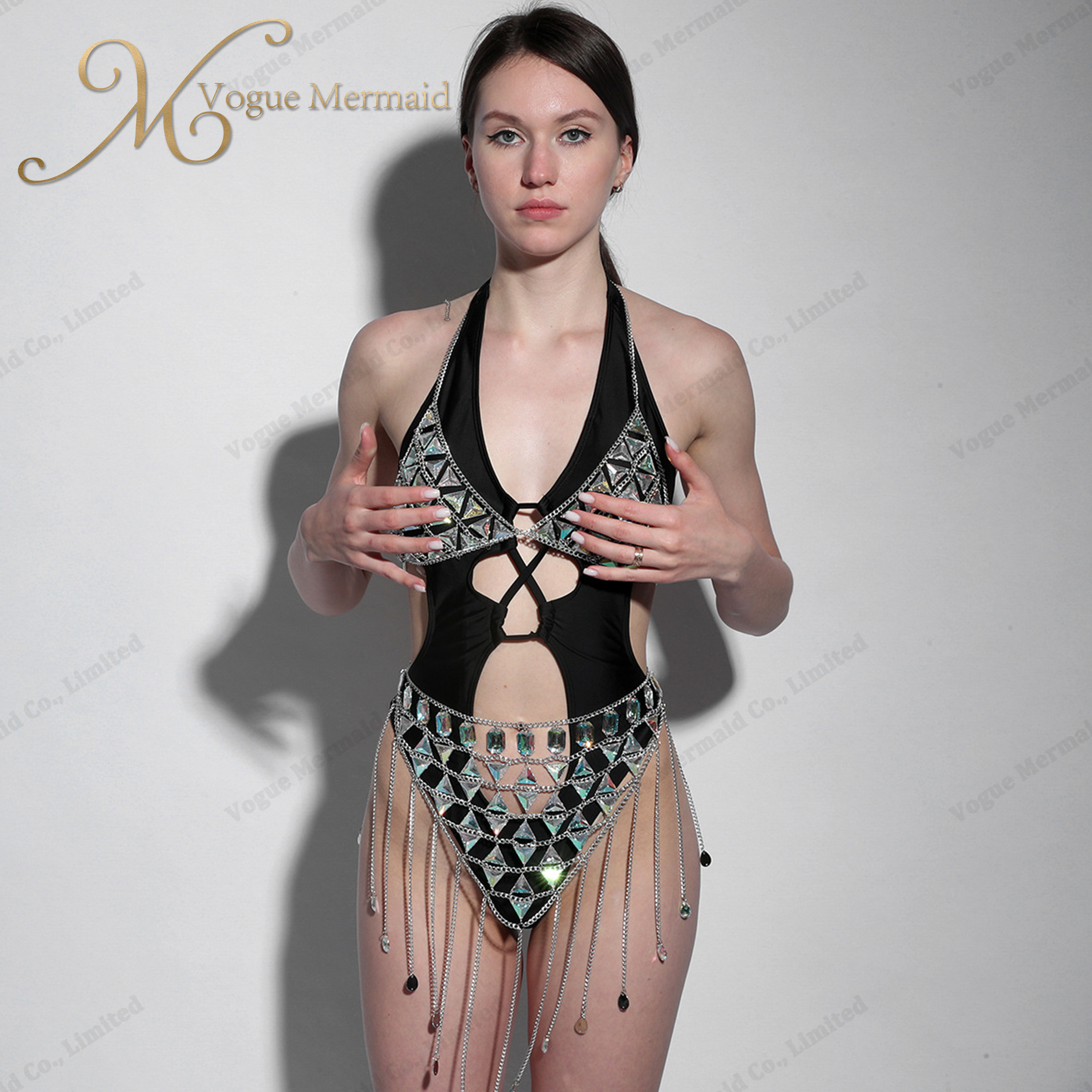 rhinestone body chain for beach