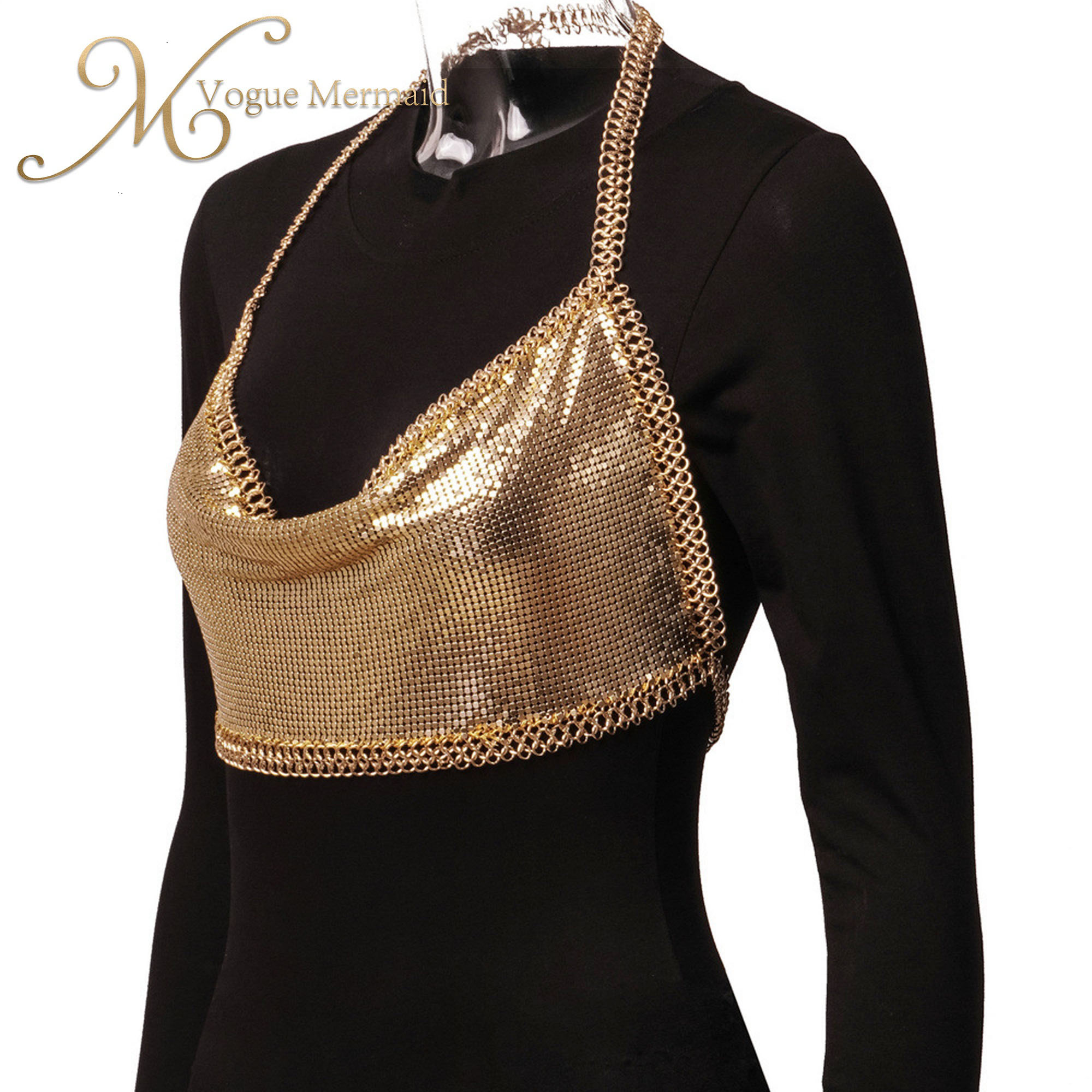 gold metallic halter top