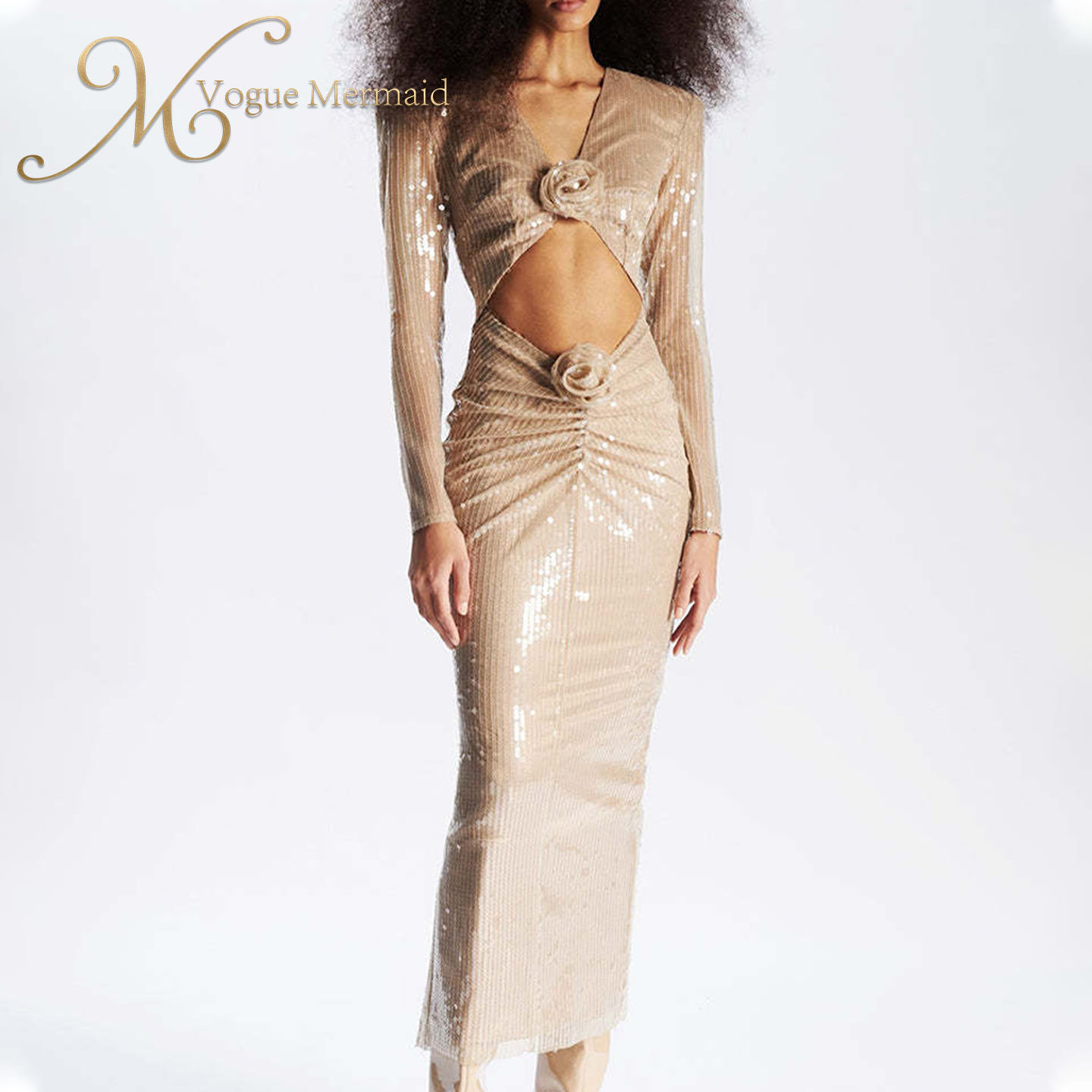 women floral sequin dress