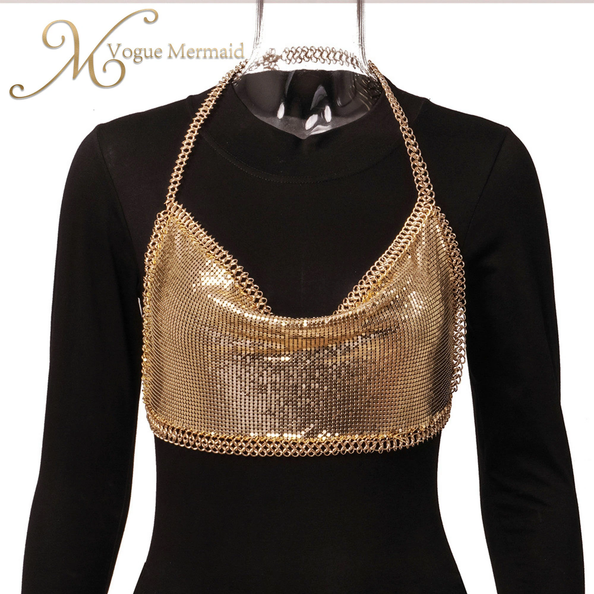 high quality metallic halter top