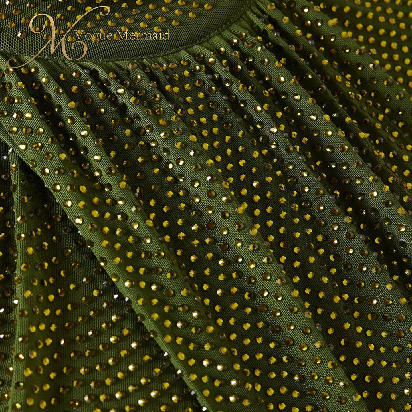 best green rhinestone dress