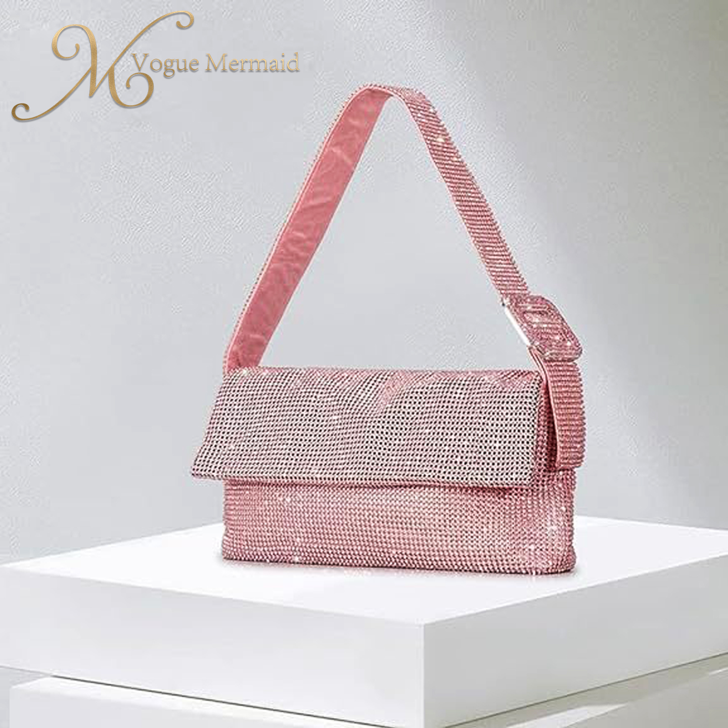 pink rhinestone bag for party