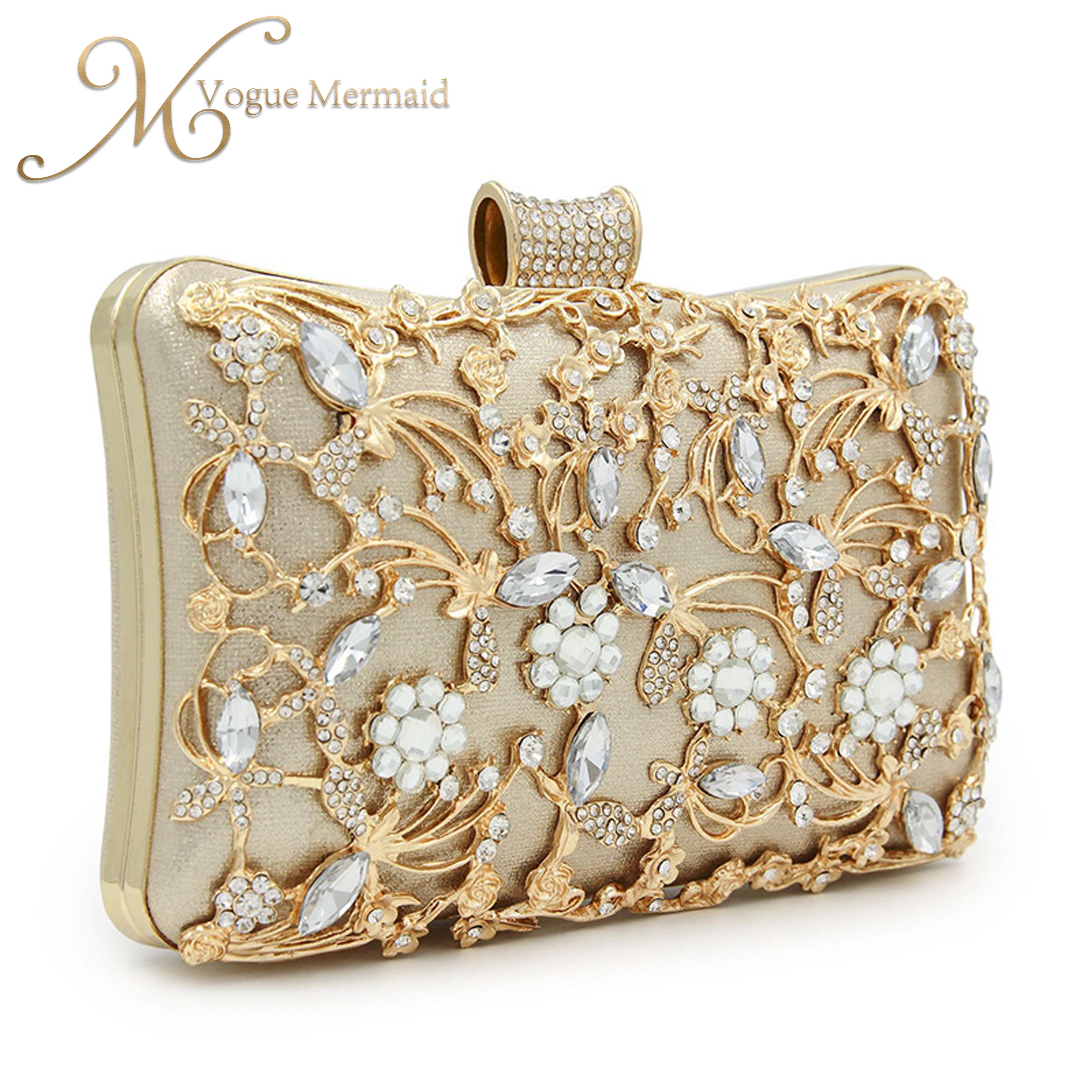hollow out rhinestone clutch bag