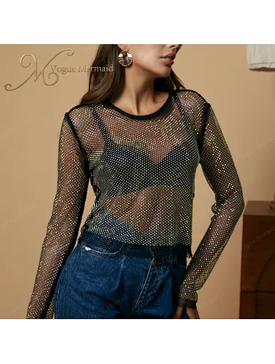 rhinestone long sleeve top