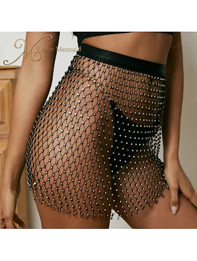 mesh rhinestone skirt