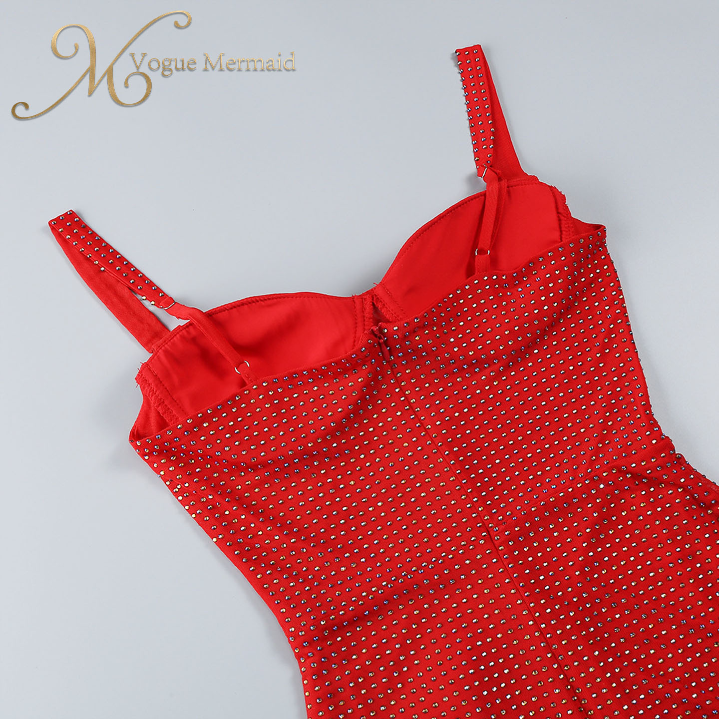 red rhinestone cocktail dress