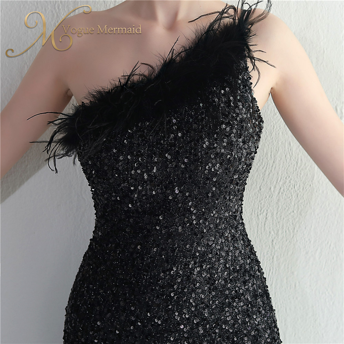 high quality black sequin dress