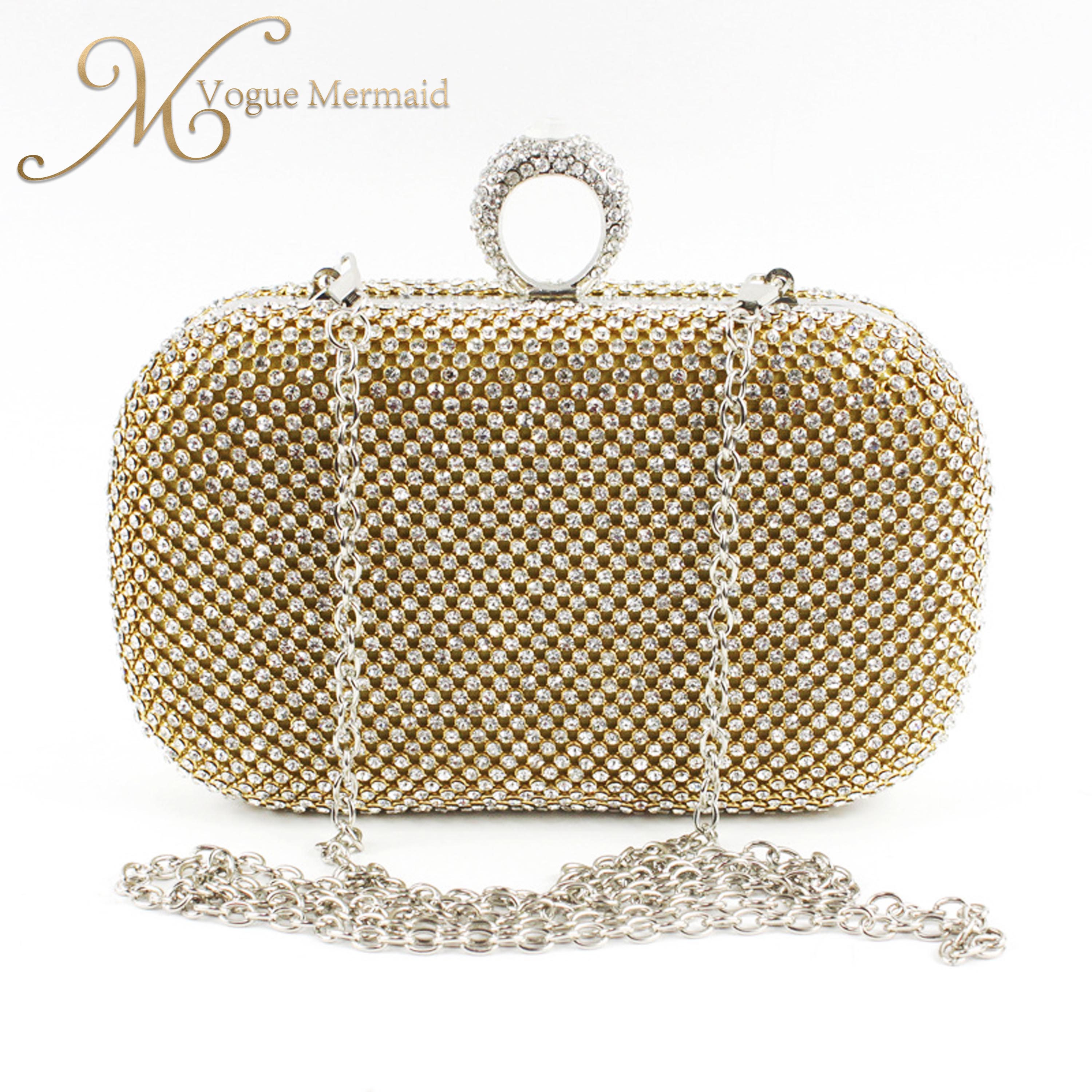 hollow out rhinestone clutch evening bag