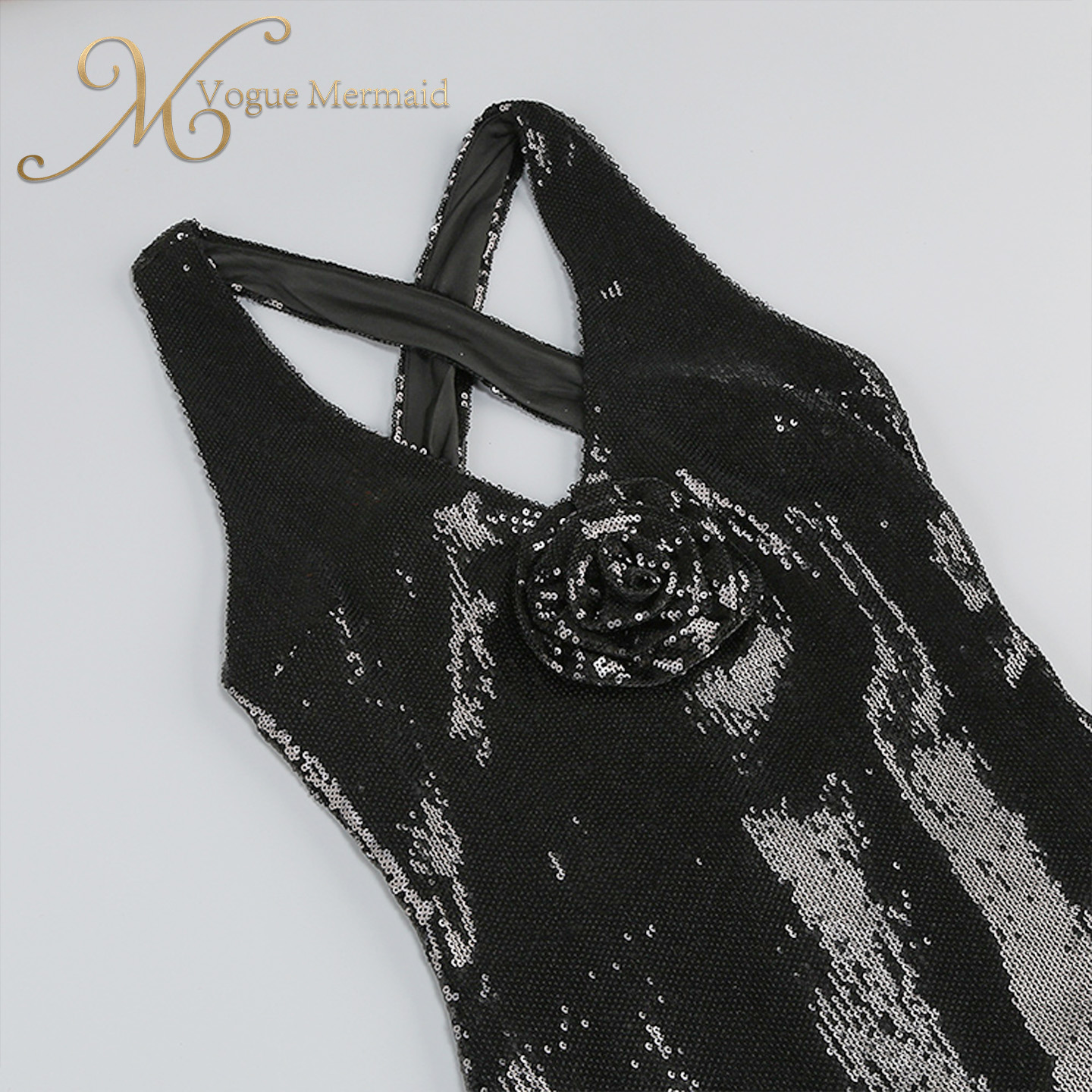 backless black sequin prom dress