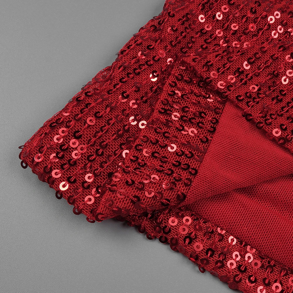 high quality red sequin prom dress