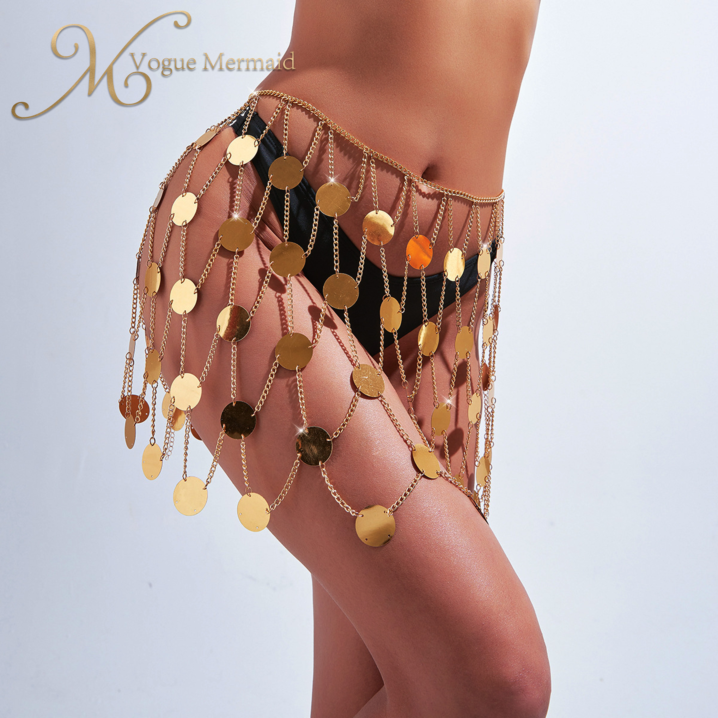 mini gold body chain