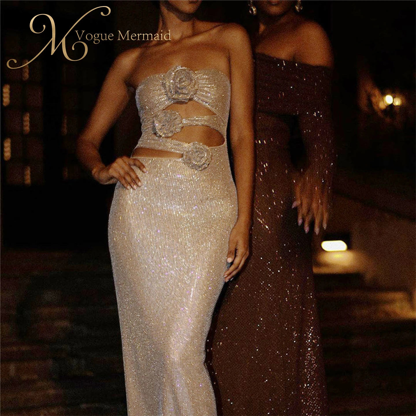 sexy rhinestone prom dress