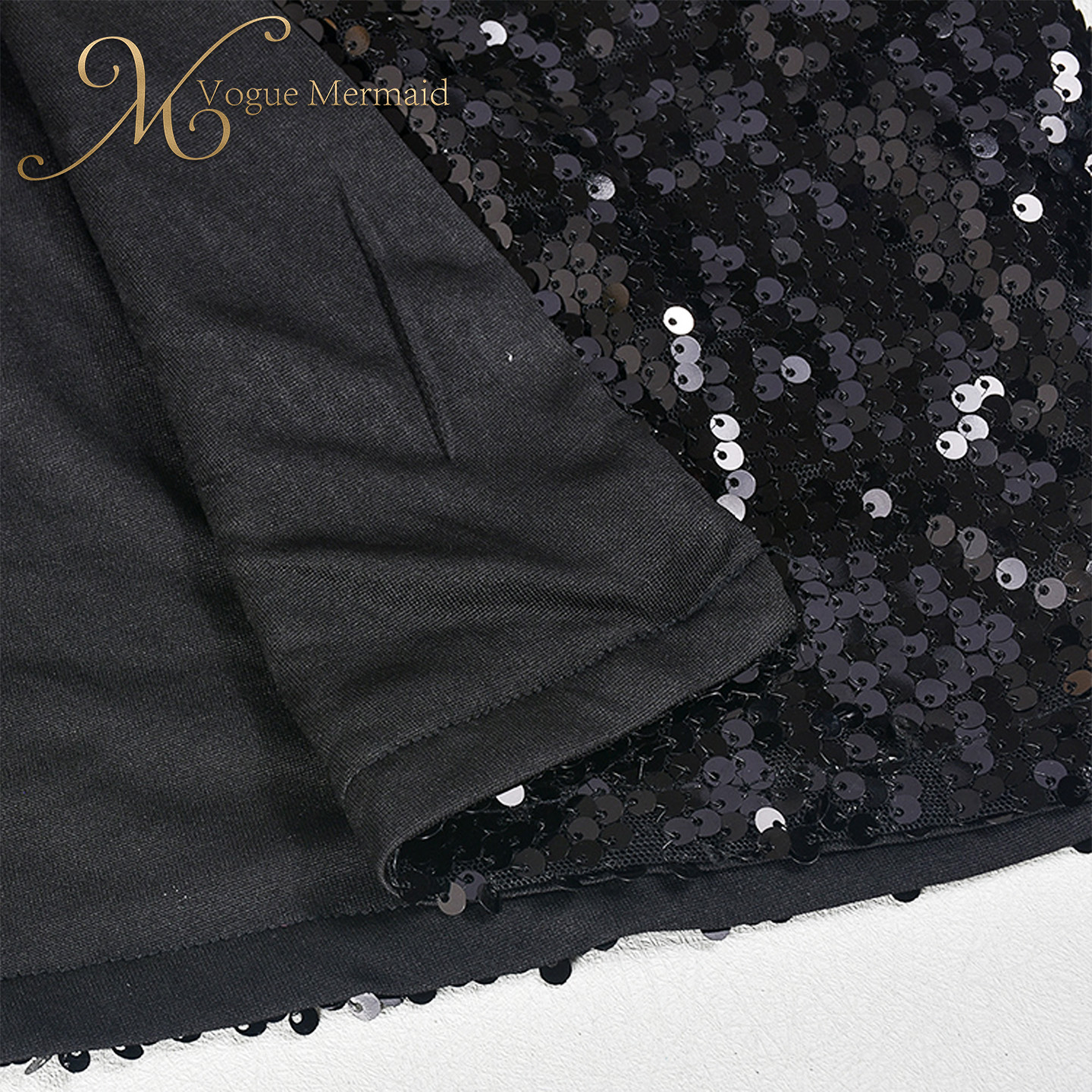 high quality black sequin prom dress