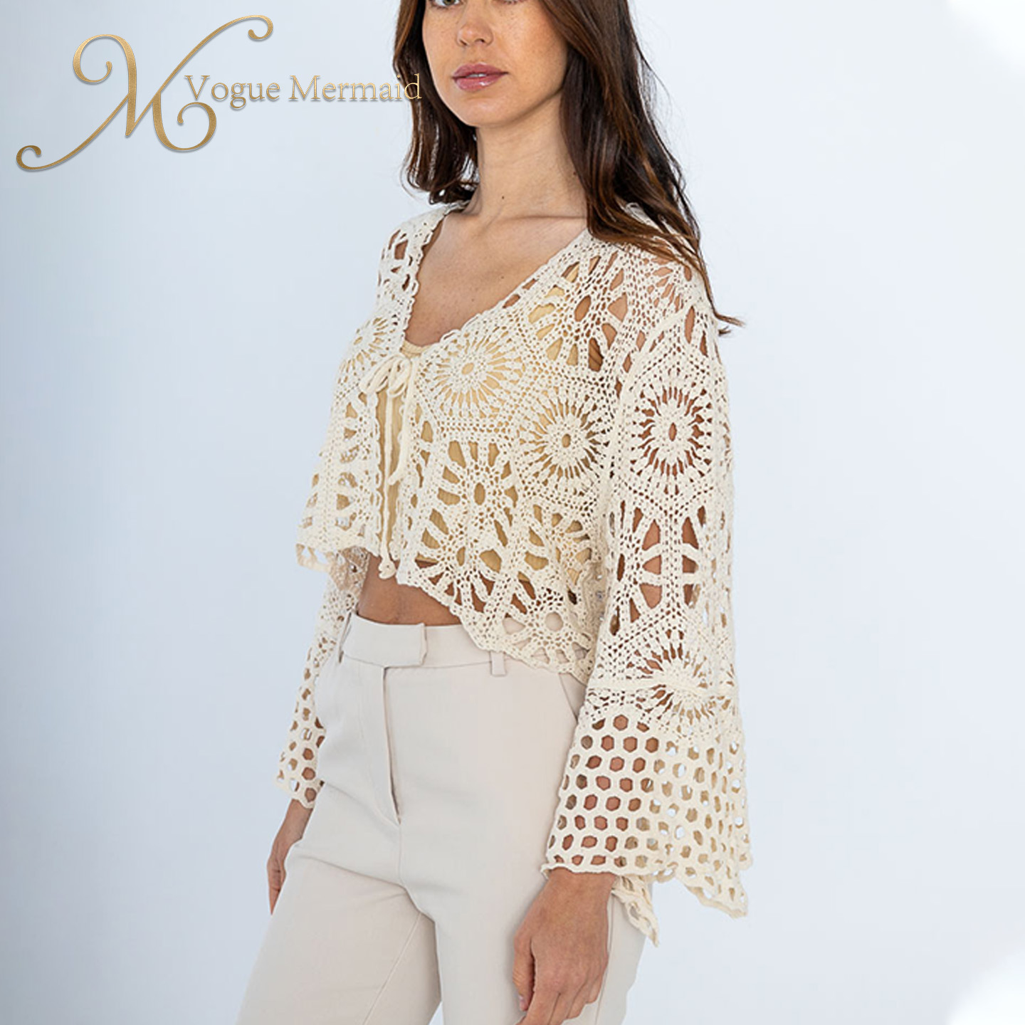 crochet long sleeve crop top for beach