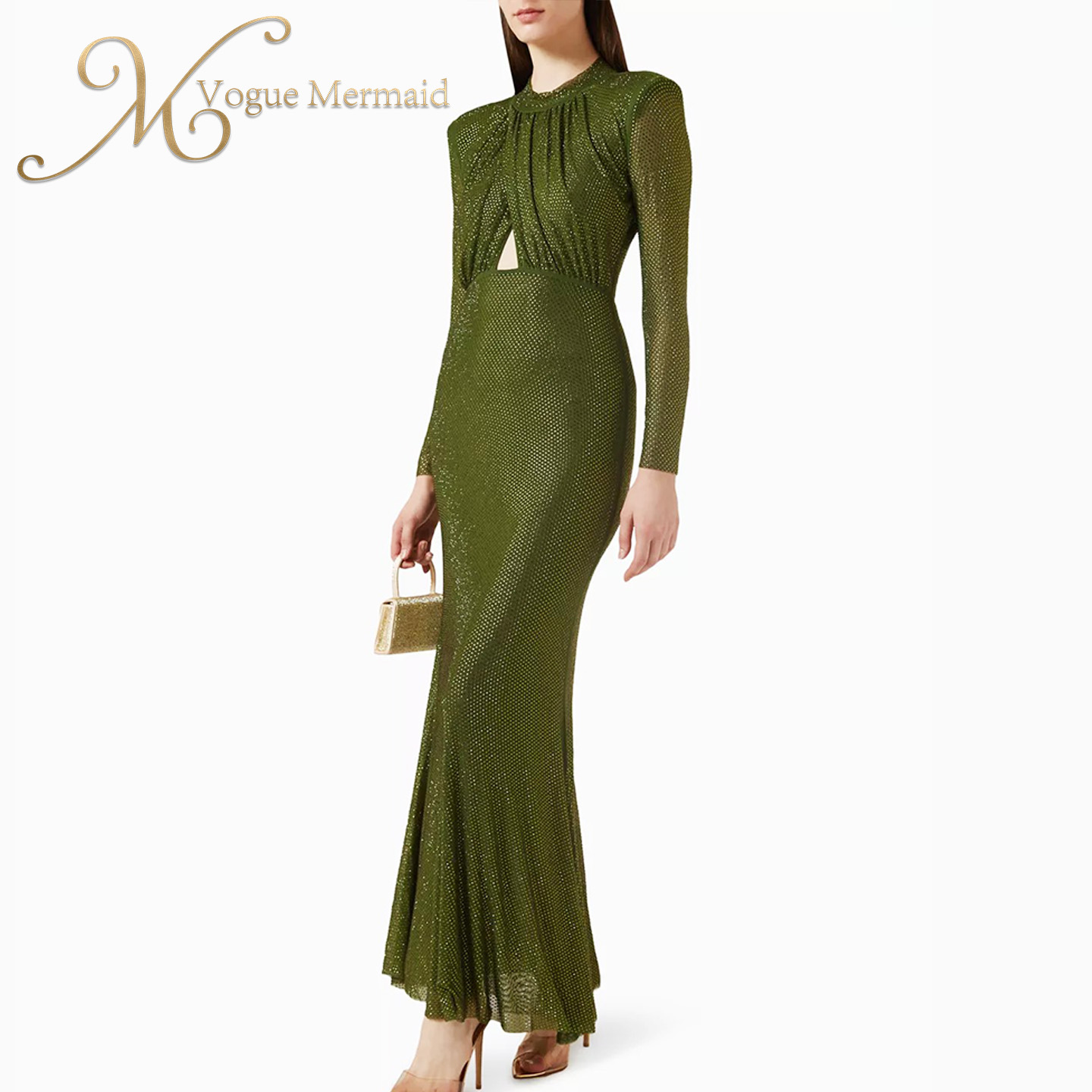 hot selling green rhinestone dress