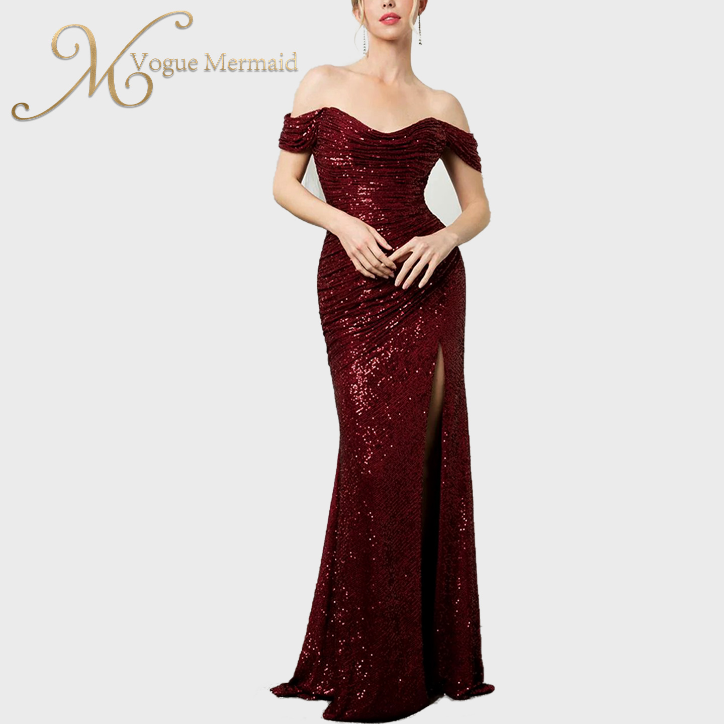 red long sequin dress