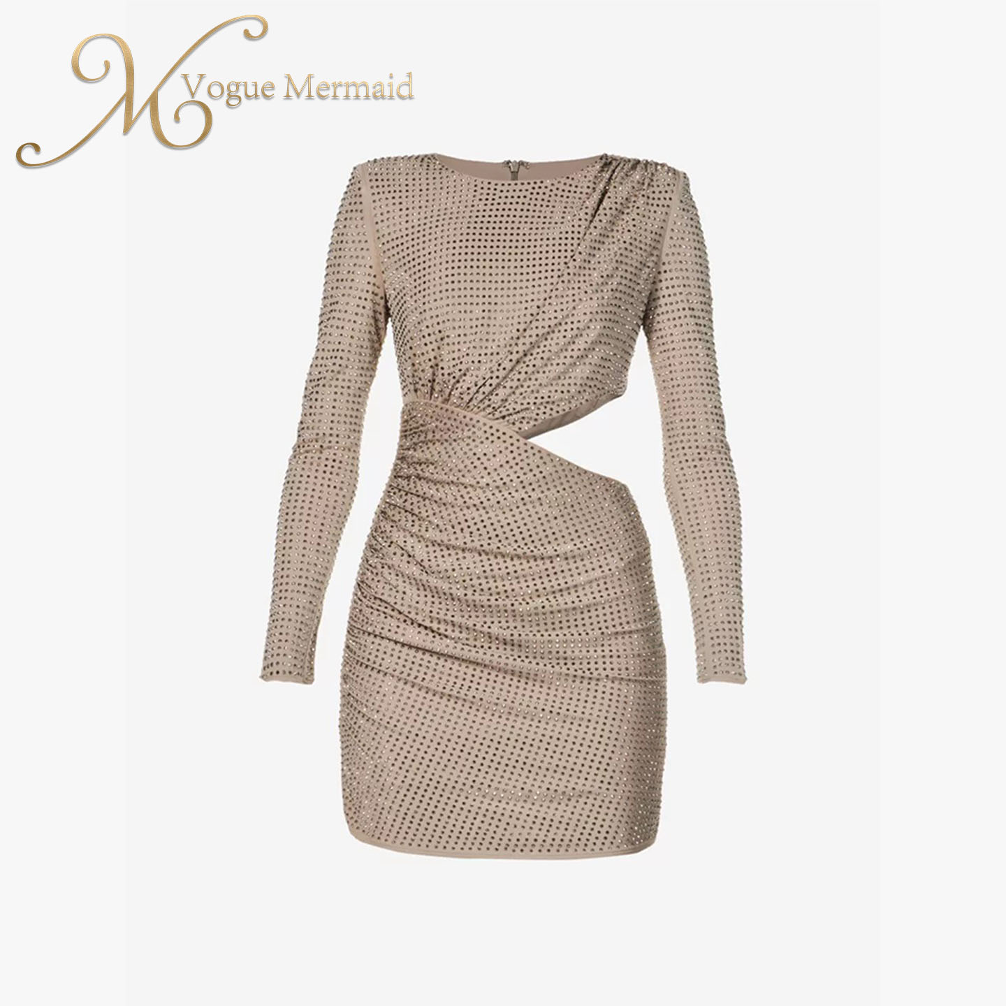 sexy long sleeve rhinestone dress