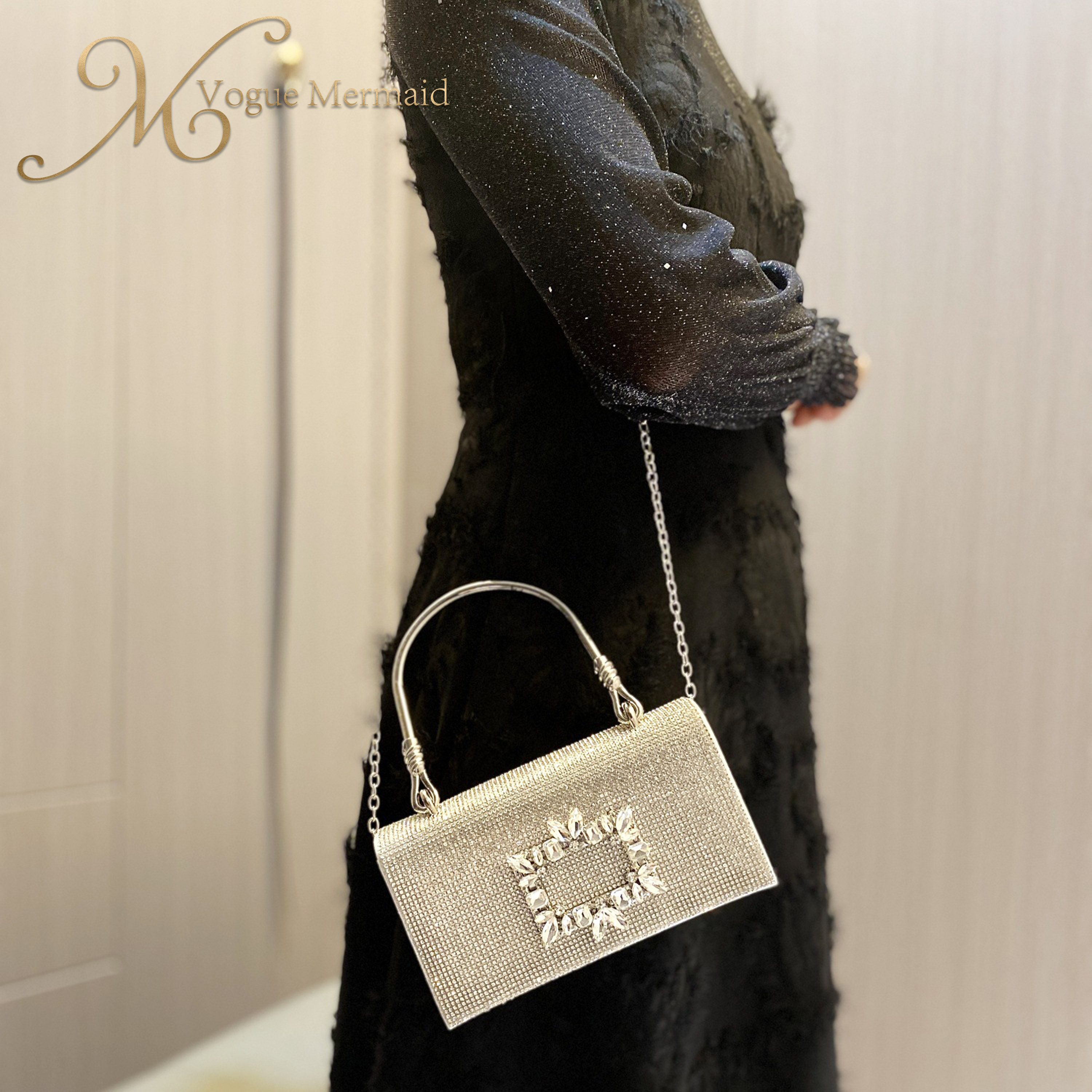 rhinestone shoulder bag for party