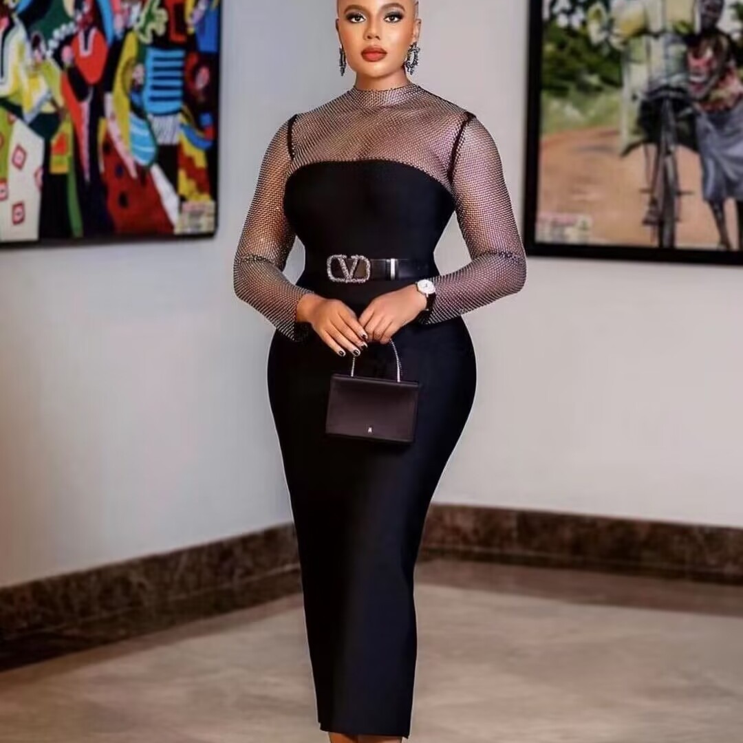 black rhinestone dress for evening