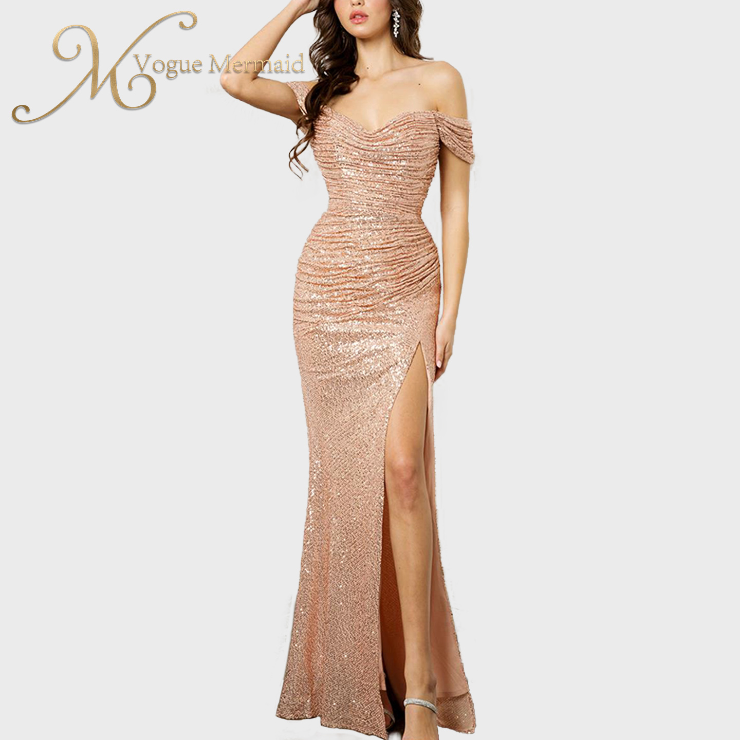 high quality long sequin dress
