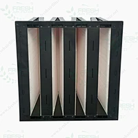 Deep V-Bank HEPA filter with Red Plastic Faceguard