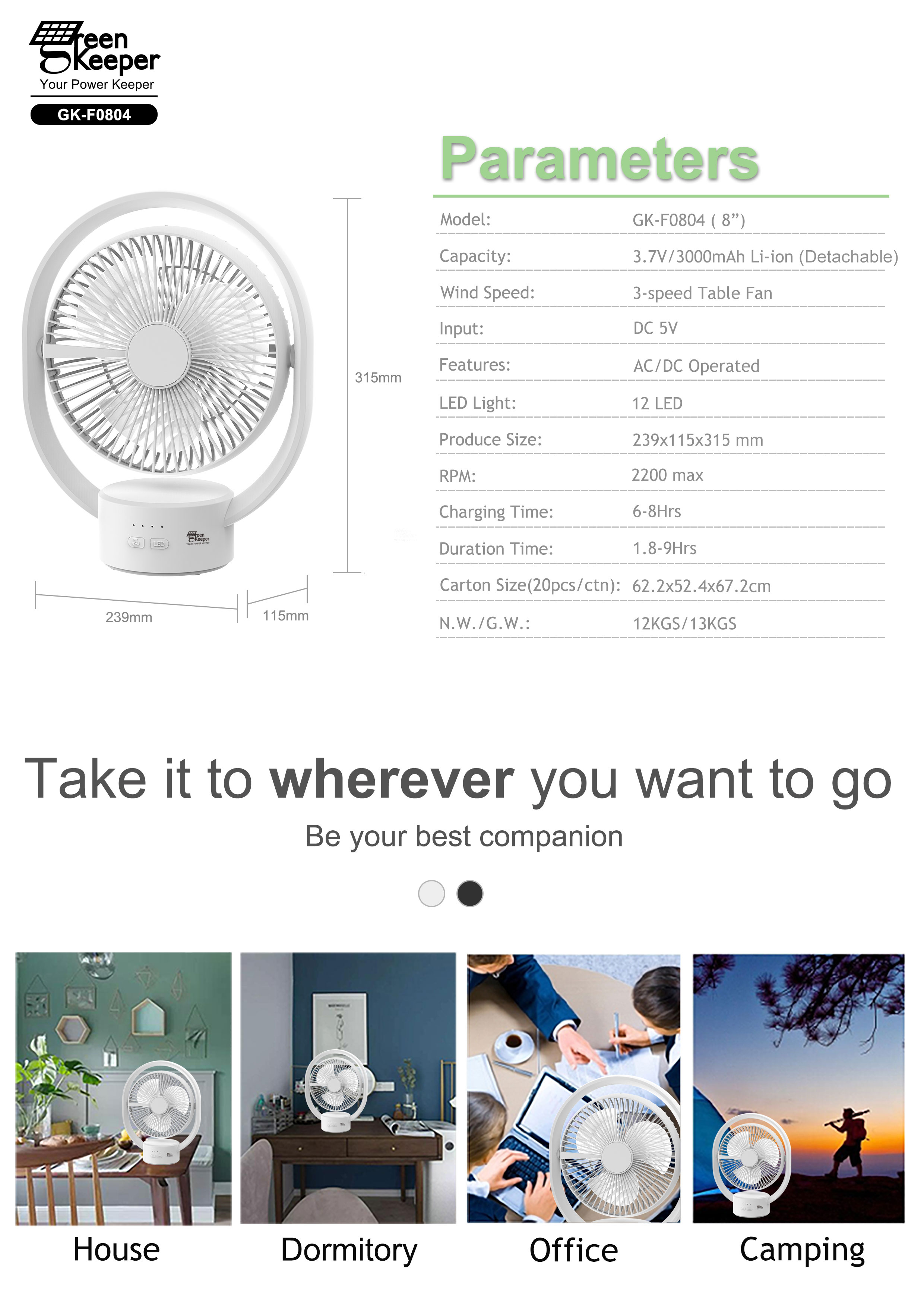 Not only does this solar table fan with battery offer practicality, but it also contributes to a greener environment.