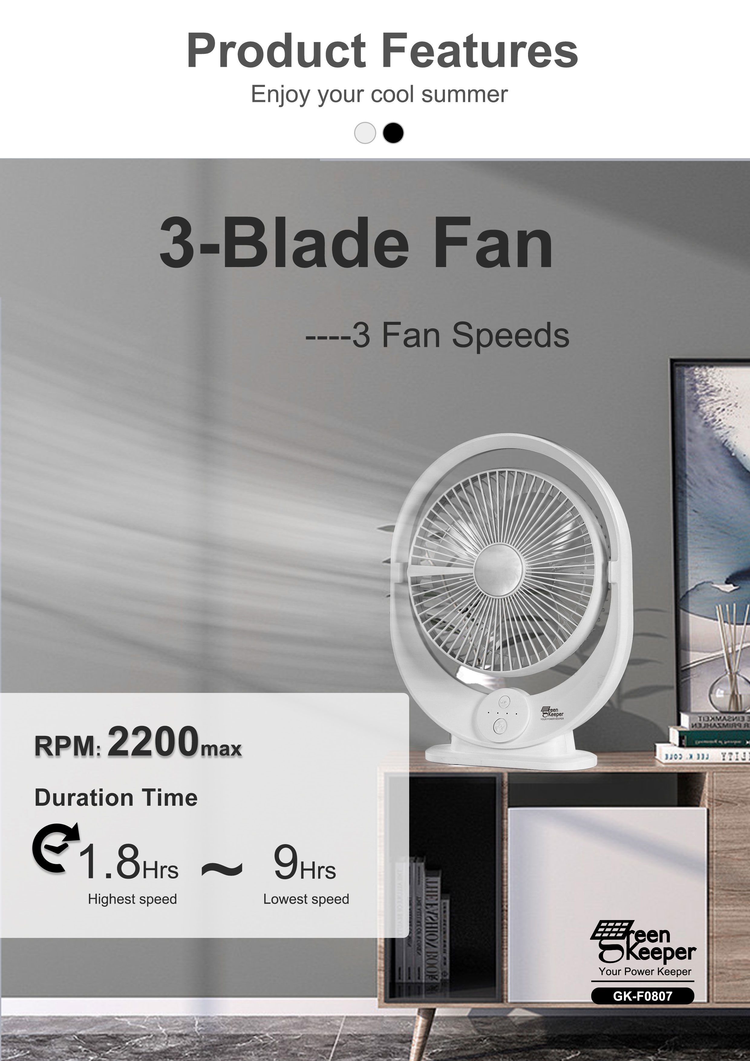 The portable solar fan for home spaces is designed to be energy-efficient and sustainable.