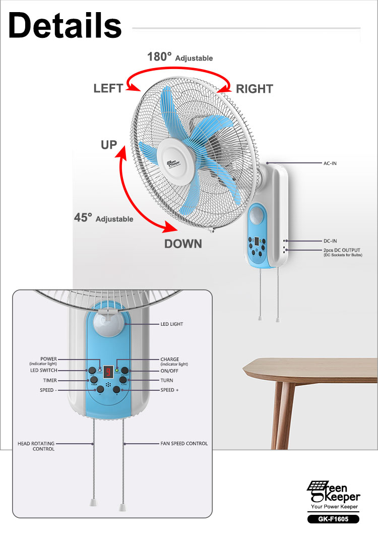 rechargeable wall fan