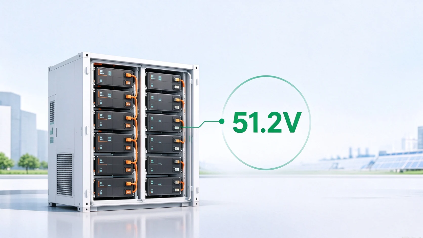The energy storage system uses 51.2v batteries.