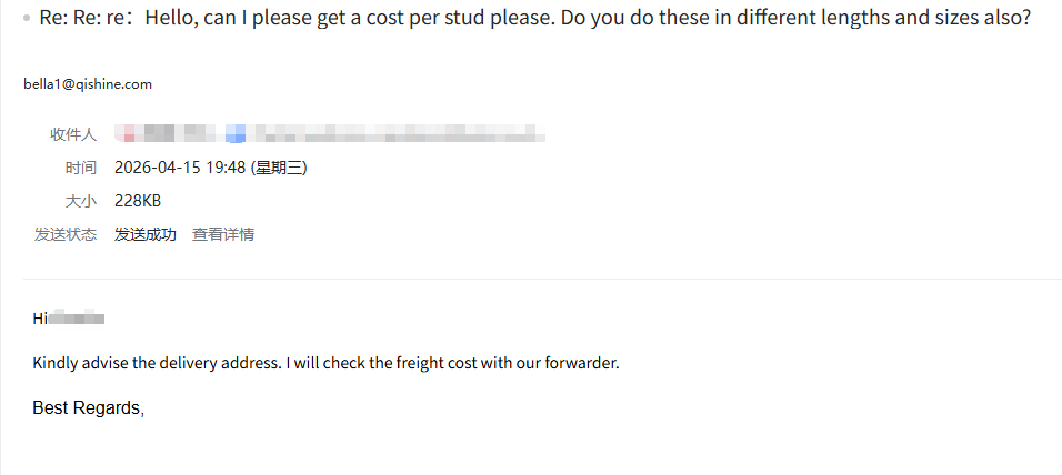 We requested the delivery address, confirmed FedEx freight, and updated the quote