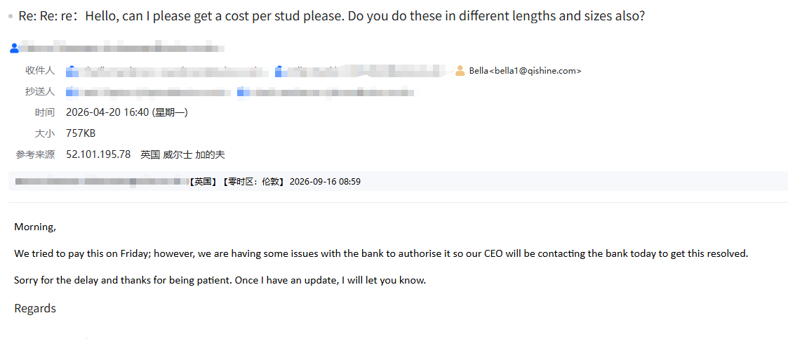 UK client's payment was delayed due to authorization, but we kept the schedule