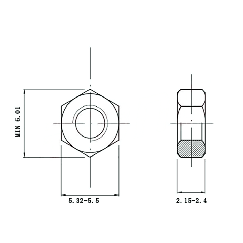Шестигранная гайка M3 SS 316