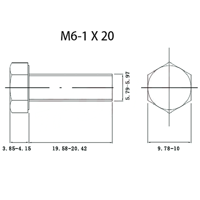 M6-1 X 20 Hex Bolt
