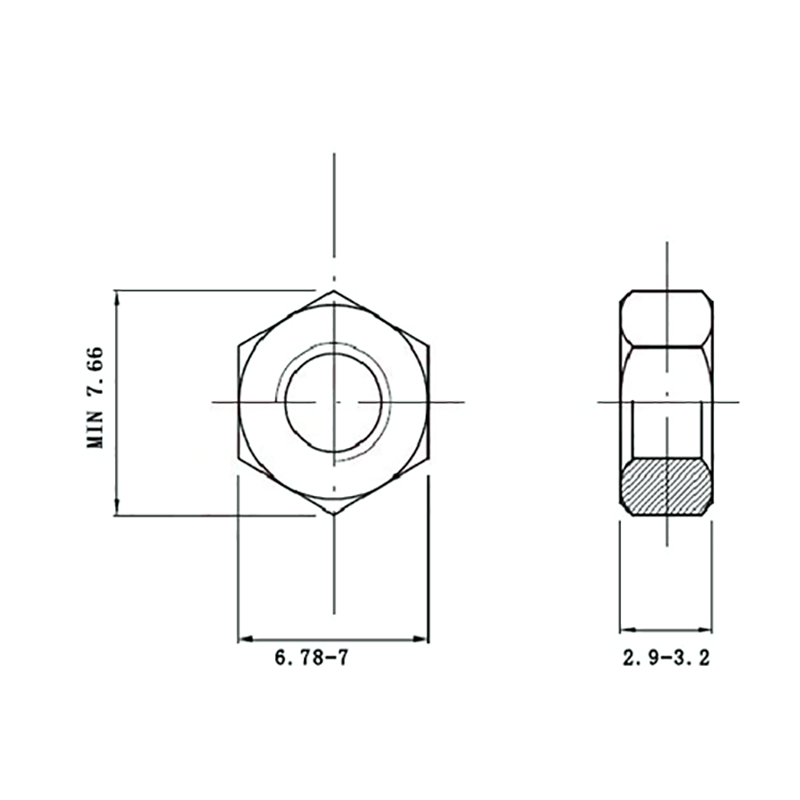 Tuerca hexagonal M4 SS316