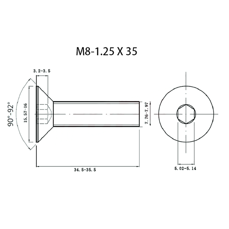 M8-1.25 X 35 Sunk Screw