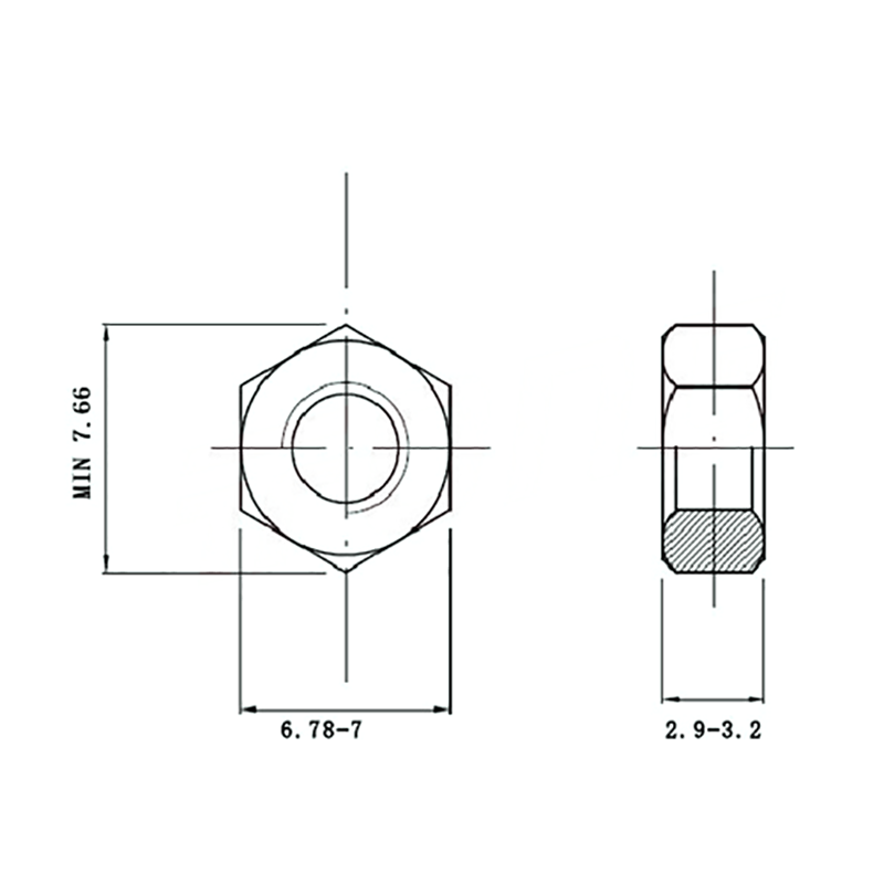 Tuerca M4 de acero inoxidable 316