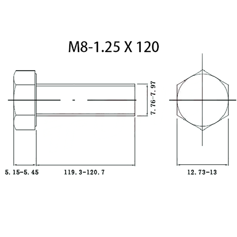 M8-1.25 X 120 Hex Bolt