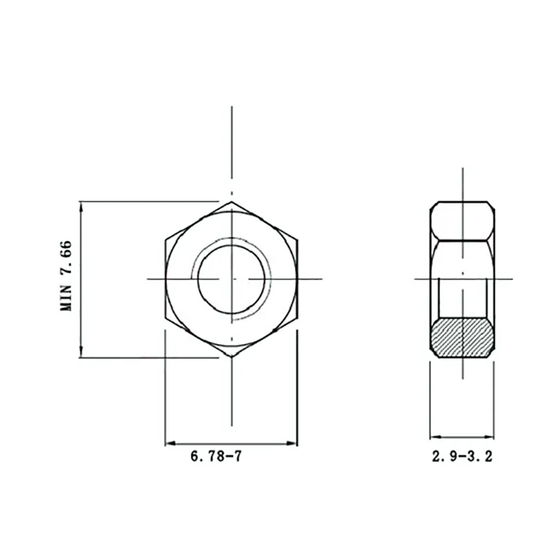 Шестигранная гайка M4 SS316