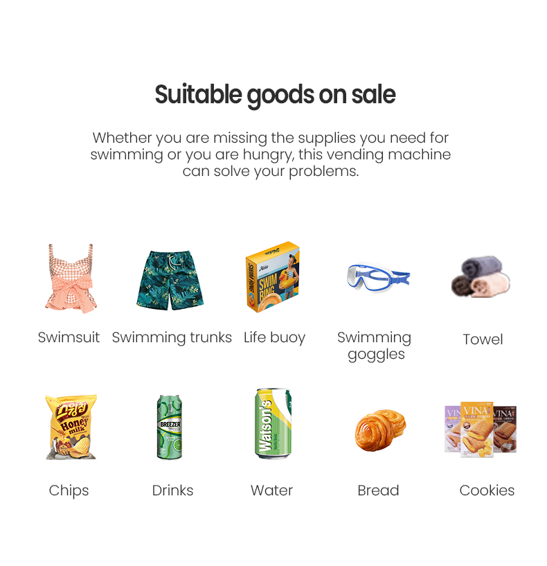 Suitable goods on sale for this swimming products vending machines