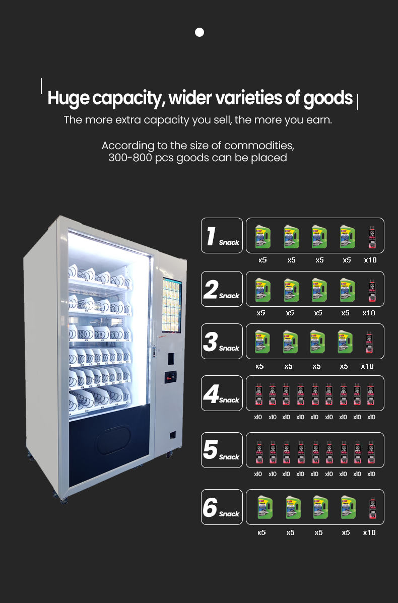 car wash products vending machines with huge capacity for wider varieties of goods