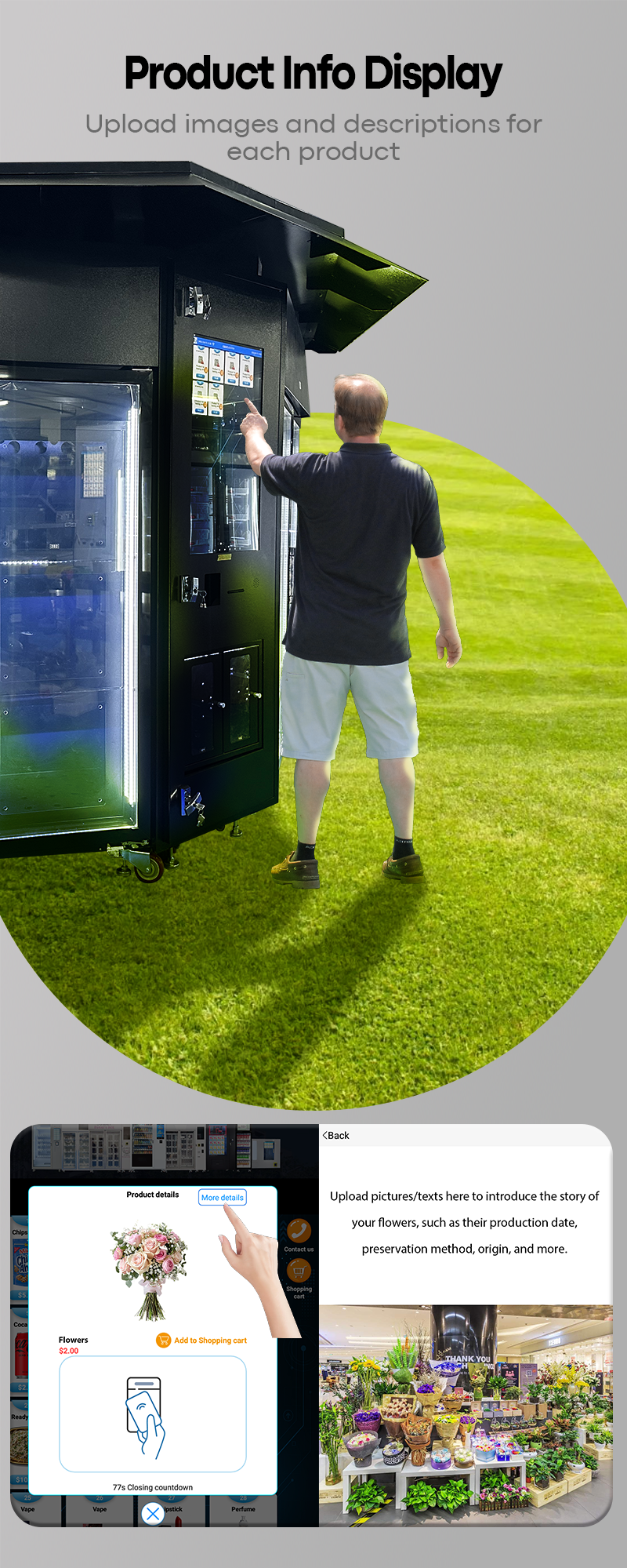 Combo fresh flowers and potted plant Lockers vending machine with freezer and ambient lockers. upload details of product to help customer better choose