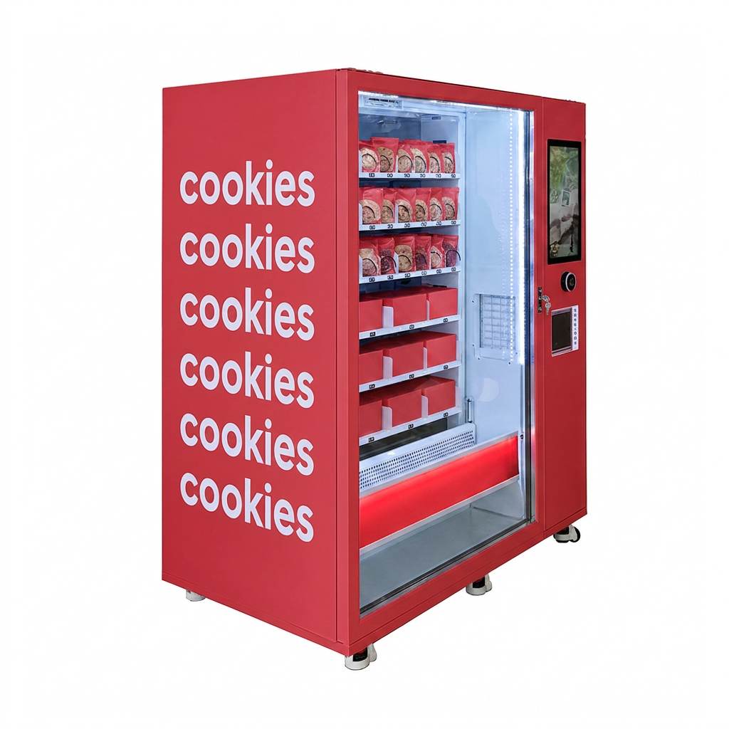 Weimi cookie vending machine with 18-month warranty. hardware design for packaged cookies