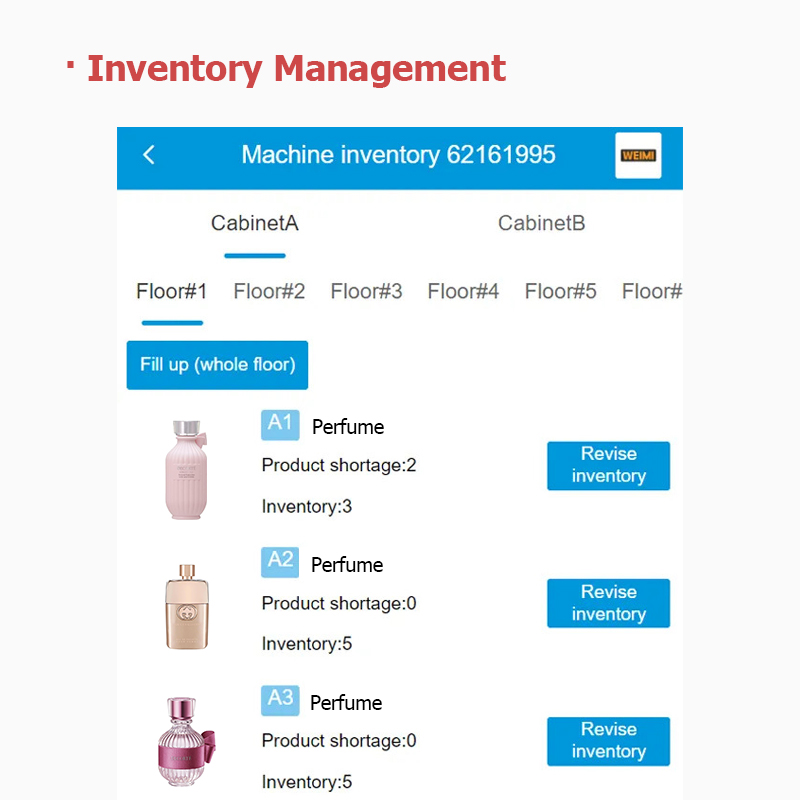 Weimi perfume vending machine with inventory management system