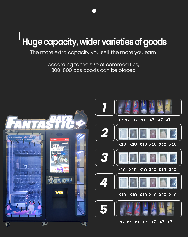 Weimi big capacity smart clothing vending machine and touchscreen accept customized payment system
