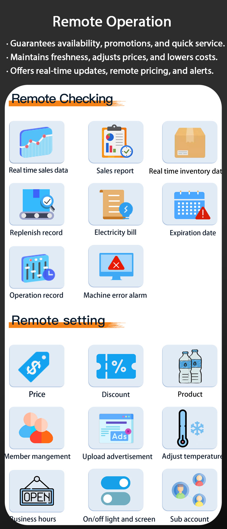 weimi smart vending machine for cigarette can guarantee availability, promotions, and quick service. users can remote check their sales data and sales report, don't need to worry about labor costs and restocking.